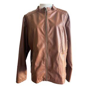Faded Glory '72 Cognac Faux Leather Moto Jacket - 2X (18W-20W) (321-2)